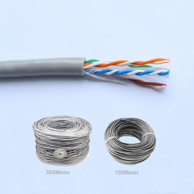 سیم پیچ خورده مس 100 متری خاکستری UTP Cat6 Ethernet Lan Cable