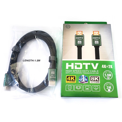 کابل ODM HDMI 2.0 3 متری 18 گیگابیت بر ثانیه مشکی با سرعت بالا برای پخش کننده DVD